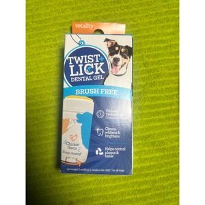 Vetality Twist Lick Dental Gel Chicken Flavor Brush Free 2oz For‎ All Dogs